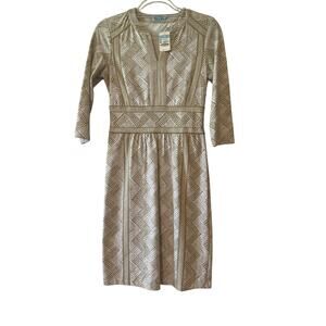 J. McLaughlin Lola Antique Path 3/4 Sleeve Stone White NWT Size XS